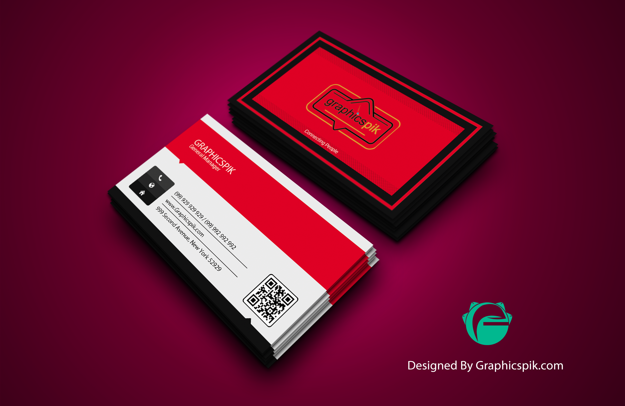 Red and White Business Card Design