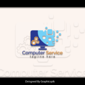 Unique Computer Service Logo Vector Graphic Free Download